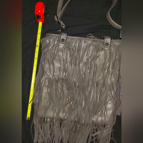 FRINGE BAG, GREY, BEAUTIFUL BAG, BY BAM FOREVER, CROSSBODY/TOP HANDLE, - Picture 8 of 10